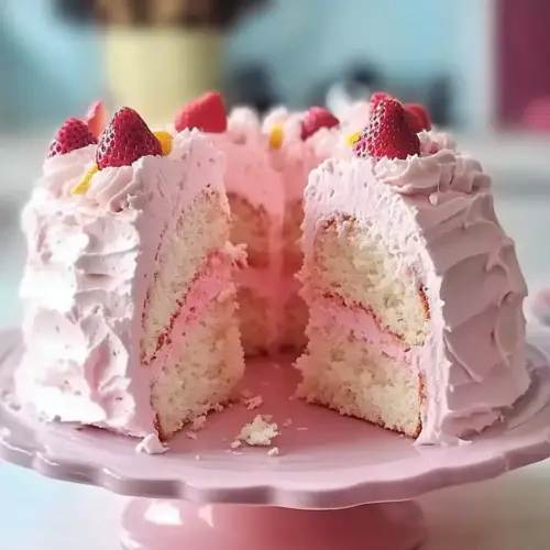 Beautiful Pink Angel Food Cake