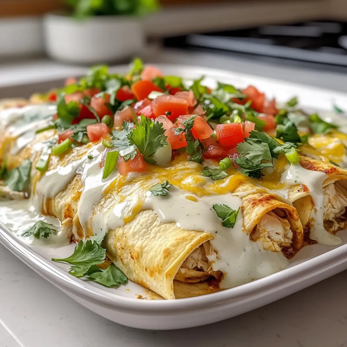 Chicken Enchiladas with Sour Cream White Sauce: Creamy Comfort with a Tex-Mex Twist