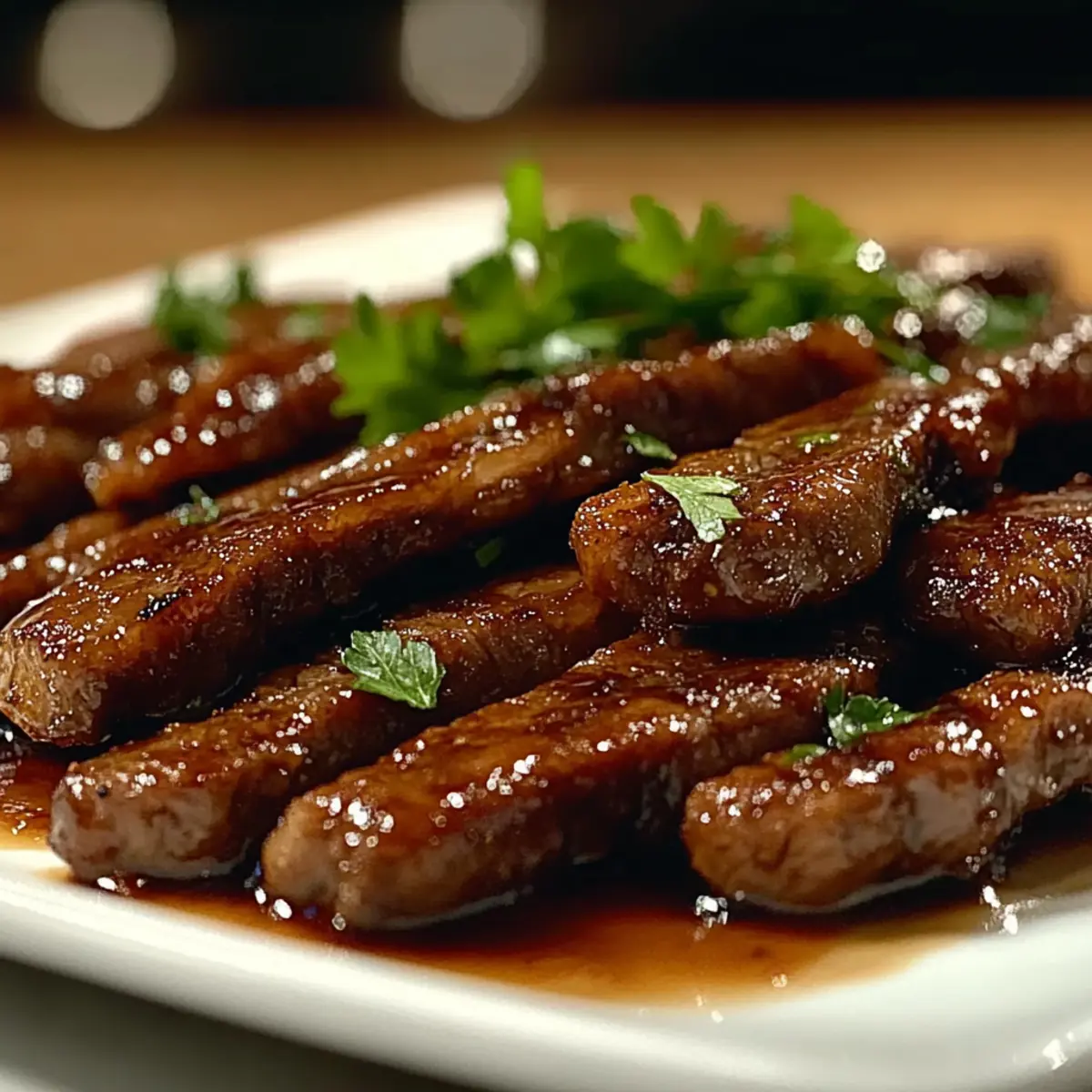 Grill Pan Honey Glazed Steak Strips