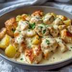Irresistible High Protein Creamy Garlic Cheesy Chicken & Potato!