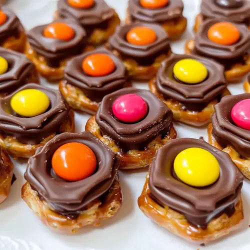 Thanksgiving Chocolate Caramel Pretzel Bites