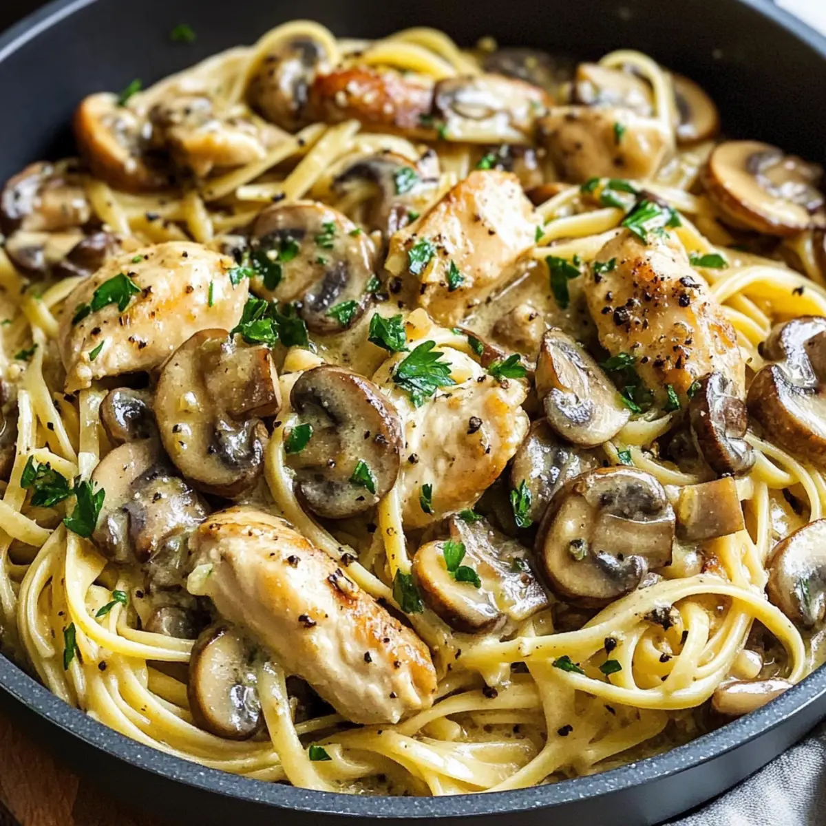 Garlic Mushroom Chicken Pasta