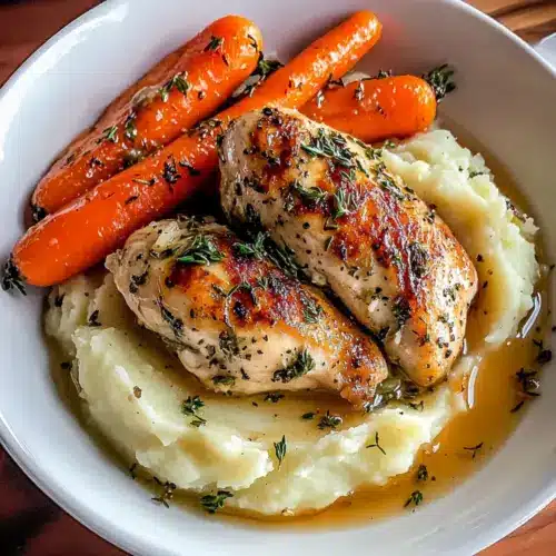 Garlic Herb Chicken with Mashed Potatoes and Glazed Carrots