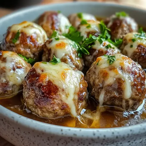 Crockpot French Onion Meatballs