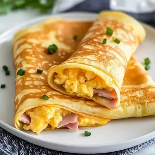 Egg, Ham, and Cheese Crepes Recipe