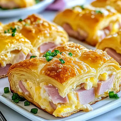 Ham and Cheese Croissant Breakfast Casserole Delight