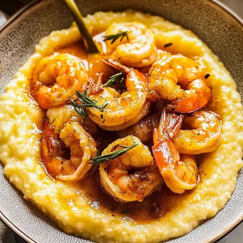 Honey Butter Cajun Shrimp with Smoked Gouda Grits