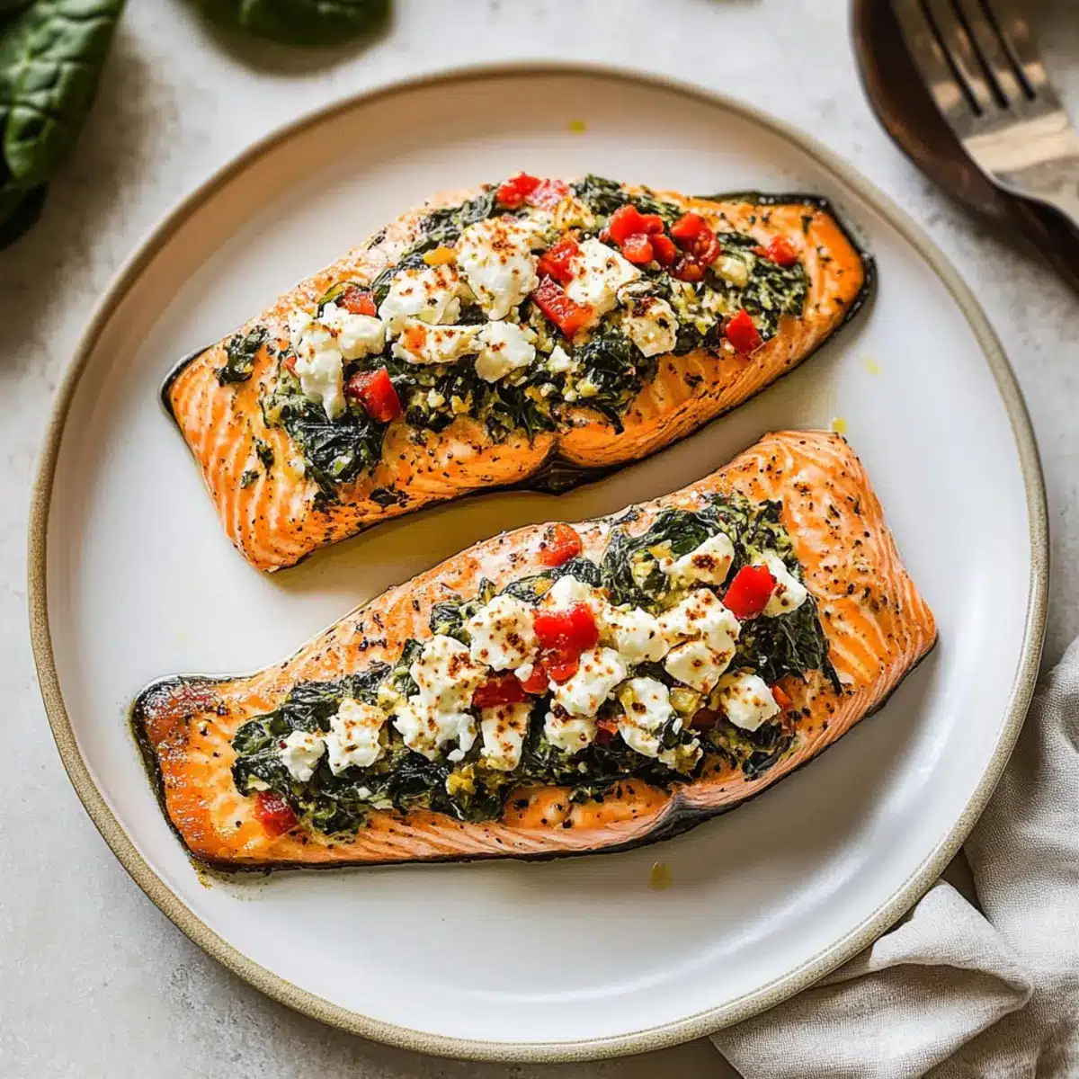 Stuffed Salmon With Spinach & Feta
