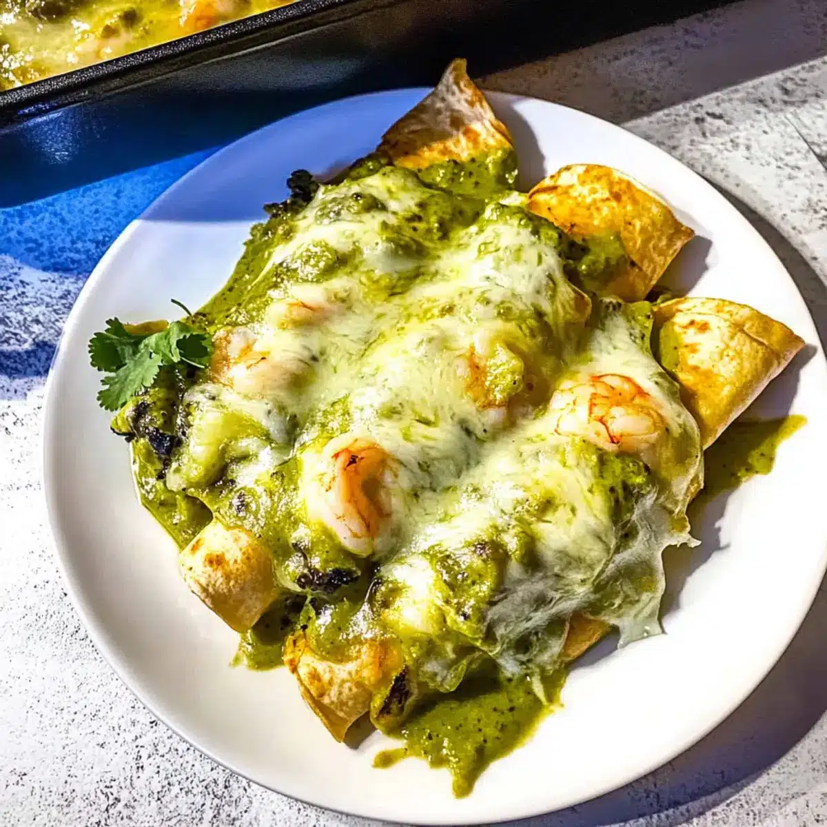 Shrimp Enchiladas with Creamy Poblano Sauce
