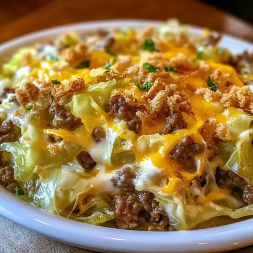 Creamed Cabbage and Ground Beef Casserole